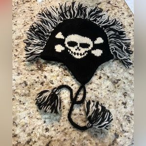 100% wool outer knitted Mohawk skull hat made in Nepal, adult size